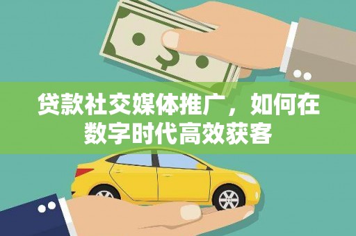 雨花贷款社交媒体推广，如何在数字时代高效获客
