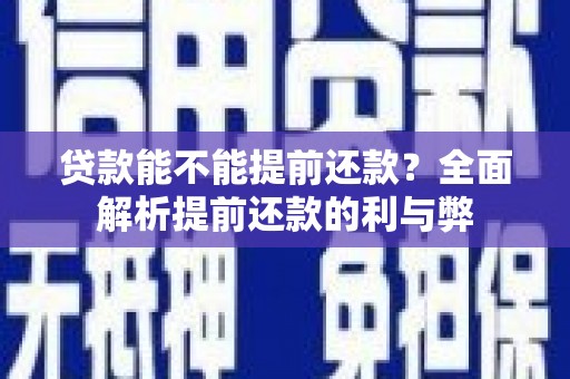 雨花贷款能不能提前还款？全面解析提前还款的利与弊