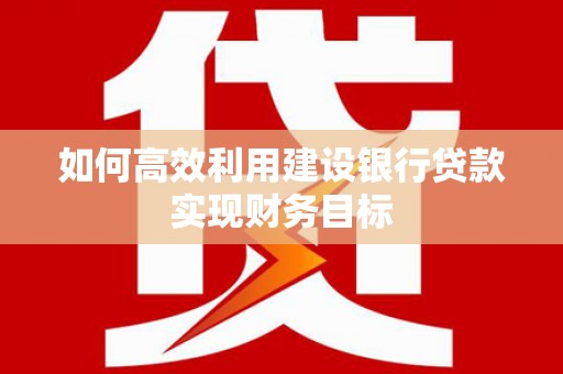 雨花如何高效利用建设银行贷款实现财务目标