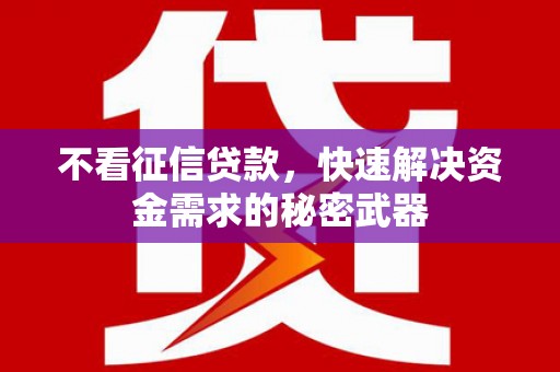 雨花不看征信贷款，快速解决资金需求的秘密武器