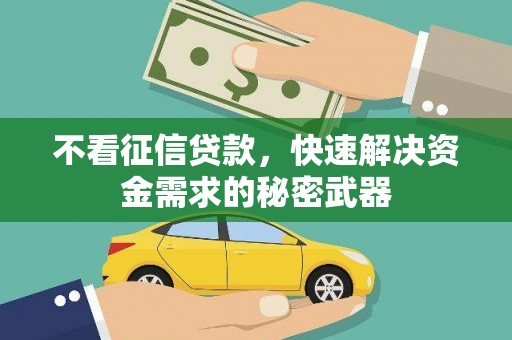 雨花不看征信贷款，快速解决资金需求的秘密武器