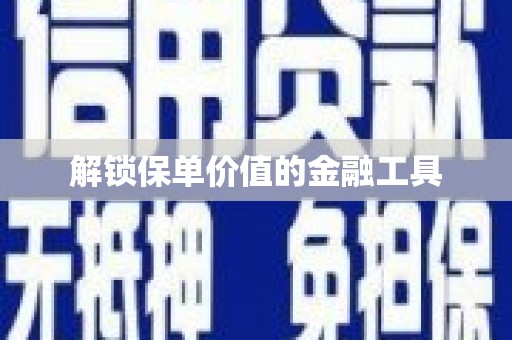 雨花解锁保单价值的金融工具