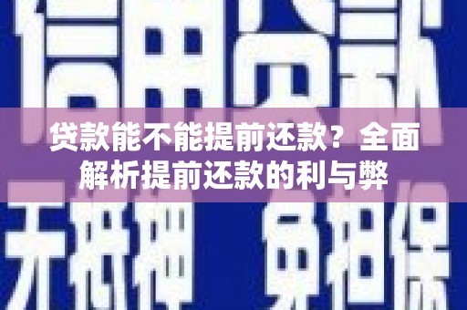 雨花贷款能不能提前还款？全面解析提前还款的利与弊