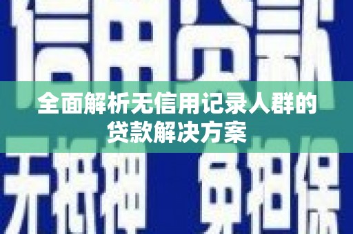 雨花全面解析无信用记录人群的贷款解决方案